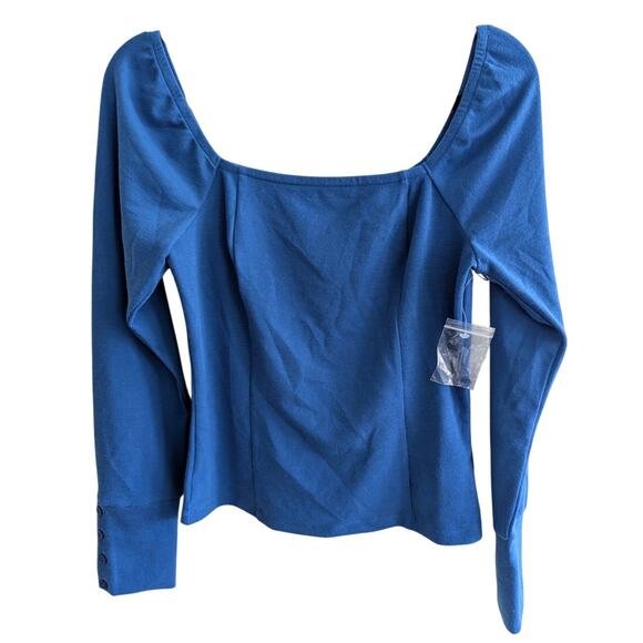 Treasure & Bond Women's Square Neck Pullover Top Long Sleeve Blue Size S - Picture 1 of 9